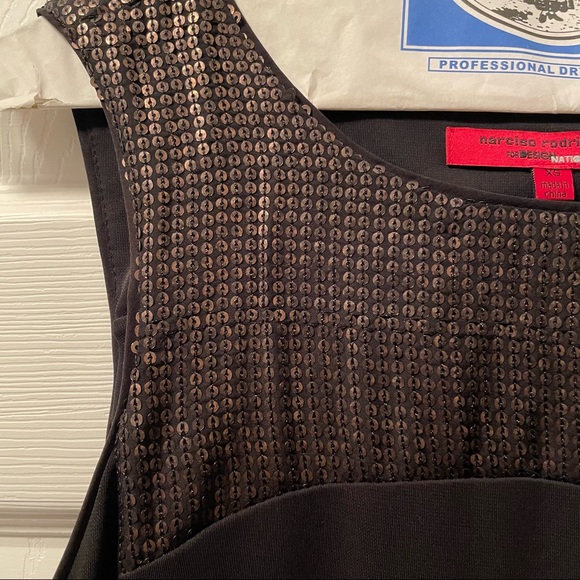 Narciso Rodriguez for Design Nation Black Tank Top, Gold Sequins, sz XS - Picture 2 of 9